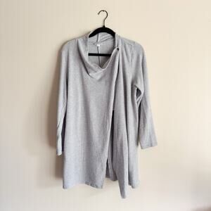 PureJill J. Jill Grey Long Sleeve Cross Front Cardigan Sweater - Medium Petite